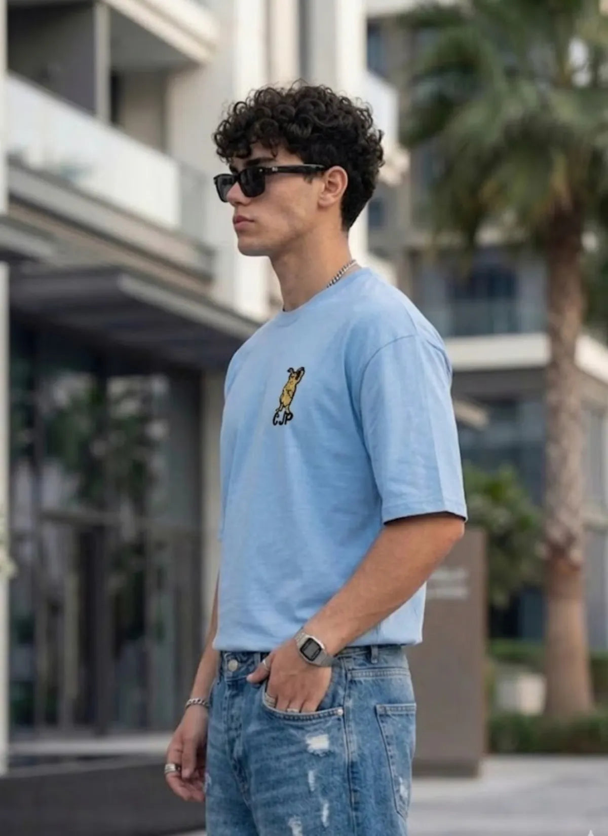 Minimal CJP Logo Oversized T-Shirt | Clean Streetwear Essential