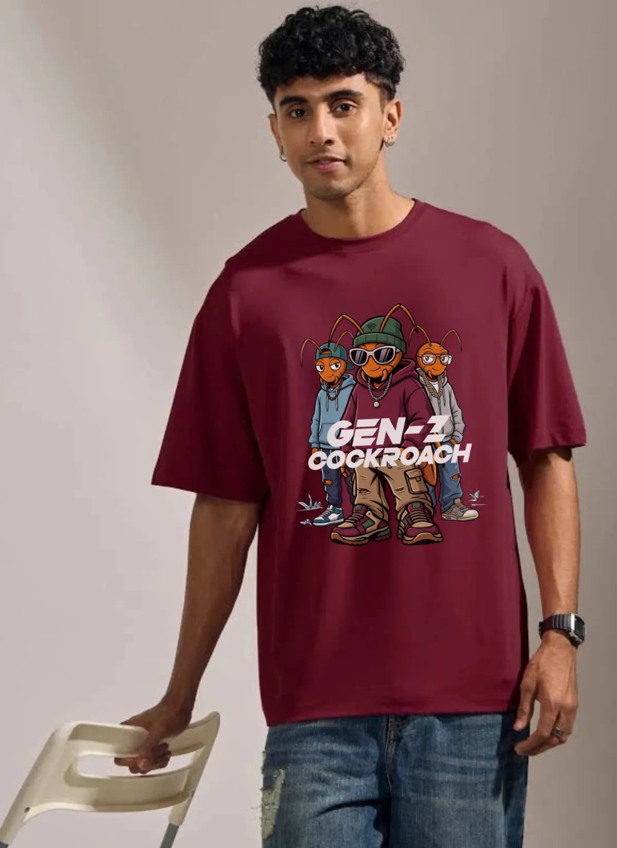 Gen-Z Cockroach Squad Graphic Oversized T-Shirt | CJP Streetwear Collection