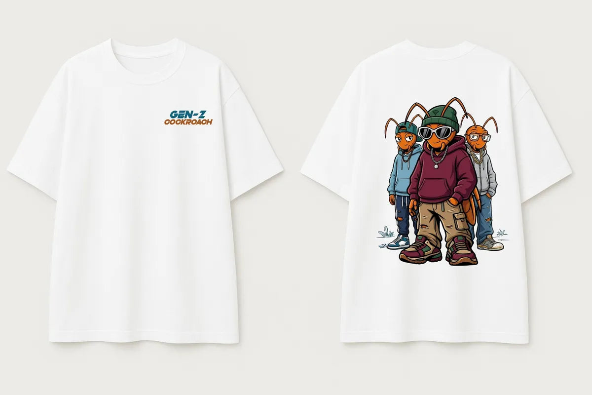 Gen-Z Cockroach Double-Sided Oversized T-Shirt | Premium CJP Streetwear Tee